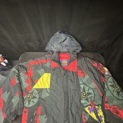 Vintage Weekends Protect Our Planet Adventure Abstract Jacket Coat Mens Medium 