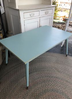 Mid century robins egg blue shabby chic table