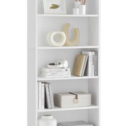 Bookshelf 5-Tier Open Bookcase with Adjustable Storage Shelves Floor Standing Unit White