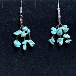 Premier Designs Blue and Brown Cluster Earrings