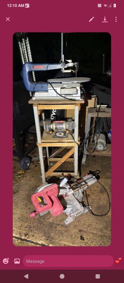 Various wood tools and grinder