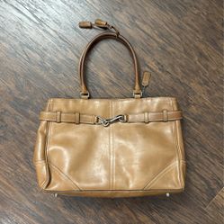 Authentic Vintage Coach Handbag Tan Leather