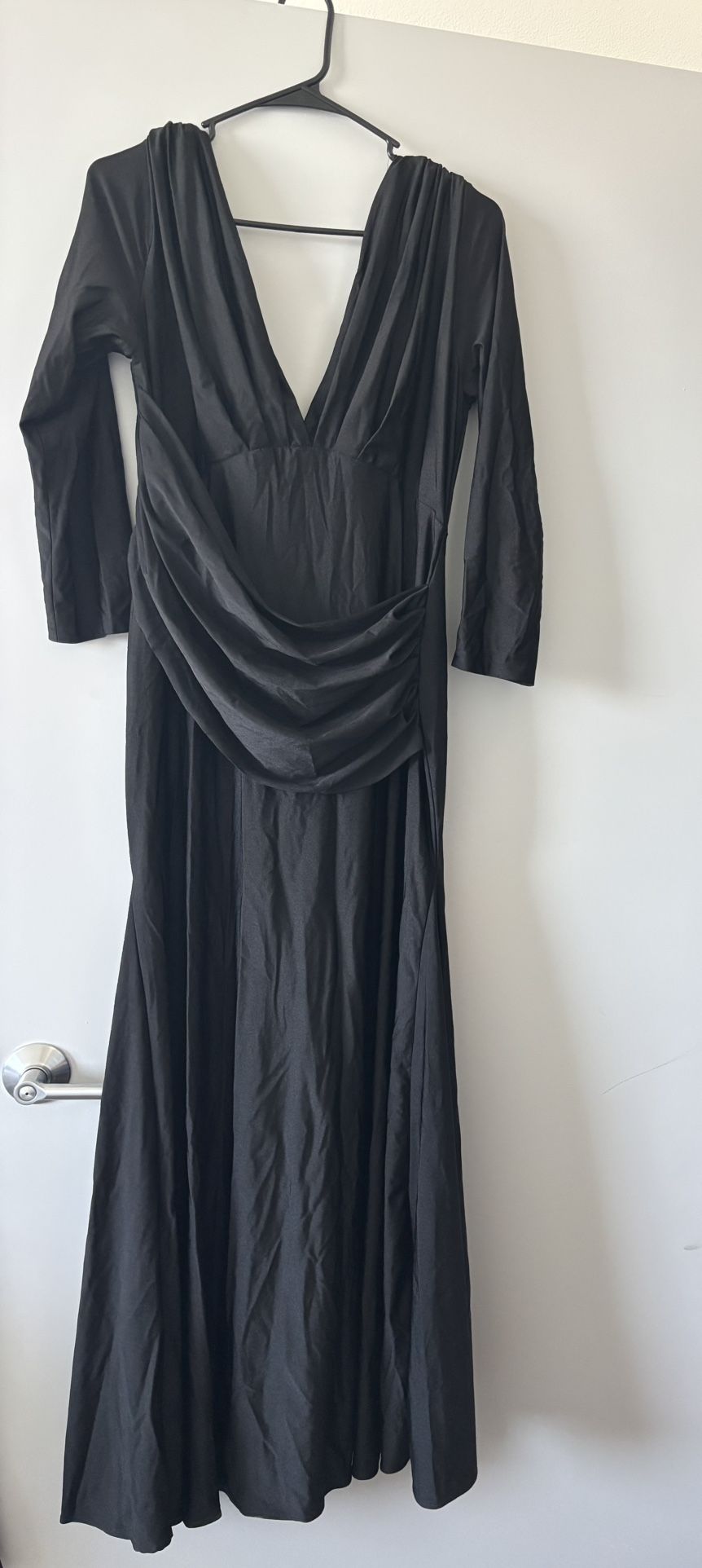 long prom black long sleeve dress