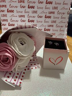 ❤️ New Set Of Sterling Silver Earrings S925 And Bouquet Of Eternal Flowers