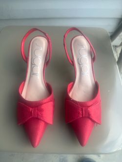Sugar Red Satin Bow Slingback Heels Size 7