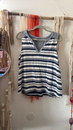Navy Blue Striped Sleeveless Top