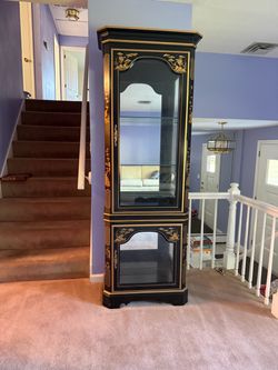 The Ultimate Drama Queen: Asian-Inspired Black & Gold Curio Cabinet