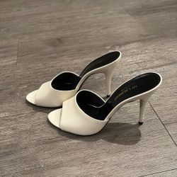 Saint Laurent LA 16 Mules - Pearl Leather