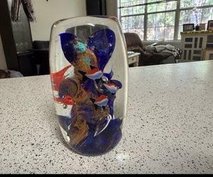 Murano Art Glass Fish Paperweight Aquarium VTG Coral Reef 5in