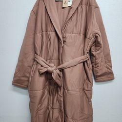 Brown Long Puffy Women Coat 
(Size XXL)