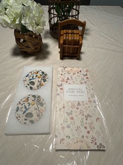 Floral and Bird Print - Boho - Coaster Set with Gift Box