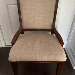 Large Wide Accent Wood Fabric Dining Chair