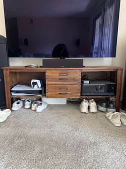Rustic Wood TV Stand with Drawers