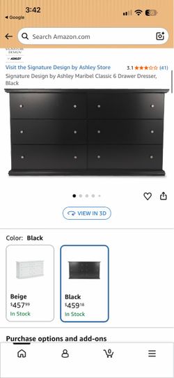 Signature Design by Ashley Maribel Classic 6 Drawer Dresser, Black
