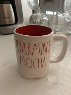 Rae Dunn Christmas PEPPERMINT MOCHA Mug With Red Interior LL