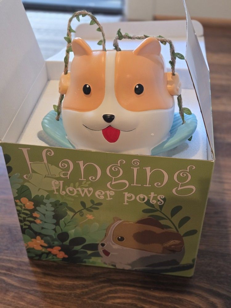 Corgi Hanging Planter Pot