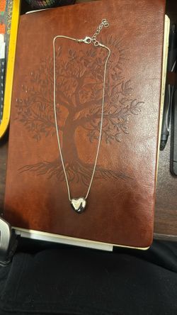 16” Adjustable To 17” Sterling Silver Floating Heart On Sterling Silver Snake Chain