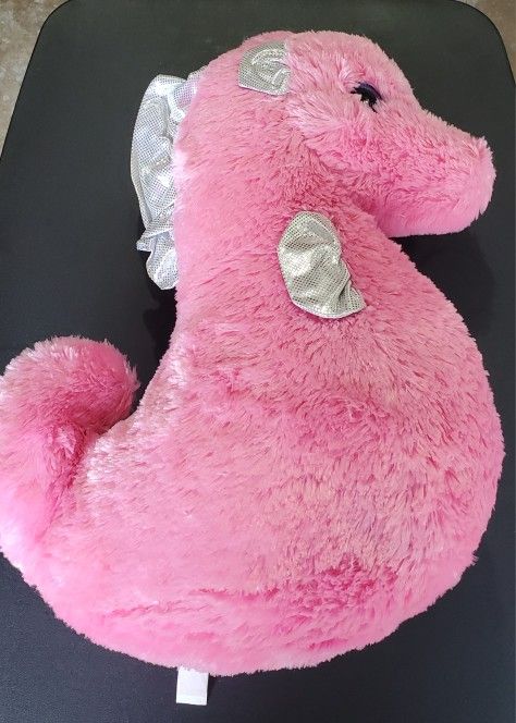 Justice Tween Brands Pink Big Eyes Seahorse 18" Plush Stuffed Animal Toy Ocean