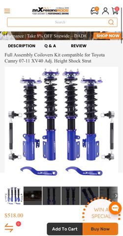 maXpeedingRODS Coilovers Kit for Toyota Camry 2007-2011 XV40 Adjustable Height