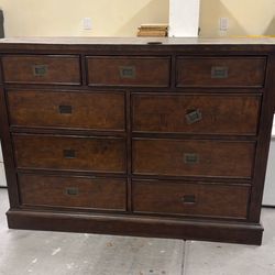 Nine Drawer Brown Wood Dresser