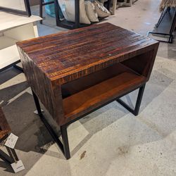 Wood And Iron Accent Table