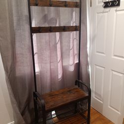 Moving Sale!   Dual Shoe And Coat rack With Bench