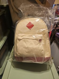 Canvas Backpack with Red Accent Patch