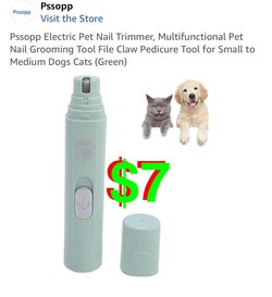 Electric Pet Nail Trimmer, Multifunctional Pet Nail Grooming Tool File Claw Pedicure Tool for Small to Medium Dogs Cats (Green)