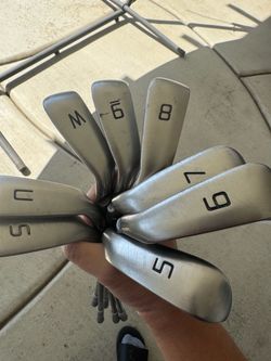 Left Handed PING GMax Iron Set 5-PW, AW, SW. CFS 70 graphite shafts regular flex