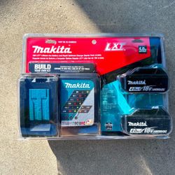Brand New, never used.  Makita Starter Kit: (2) Two 4.0 Batteries, (1) One Charger & Bag  
