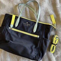 Kate Spade Nylon Chelsea Satchel Navy Blue Yellow