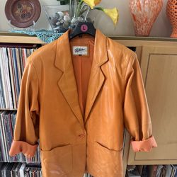 PRICE DROP: VTG,LINED AND LOVED PUMPKIN LAMBSKIN LEATHER JKT by PASTICHE, large6