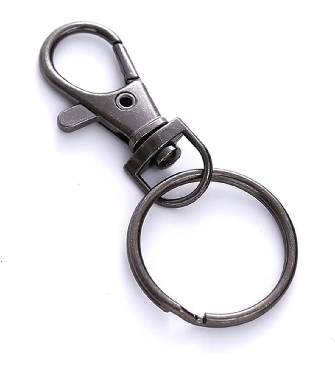 50 Pcs Premium Dark Grey Swivel Clasps Lanyard Snap Hooks with Key Rings, Key Chain Clip Hooks Lobster Claw Clasps for Keychain Clip Lanyard, Jewelry