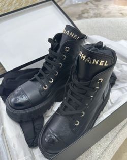 Chanel Authentic Black Combat Boots