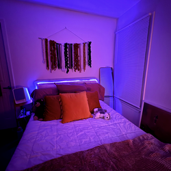 Full size led beige velvet bed frame