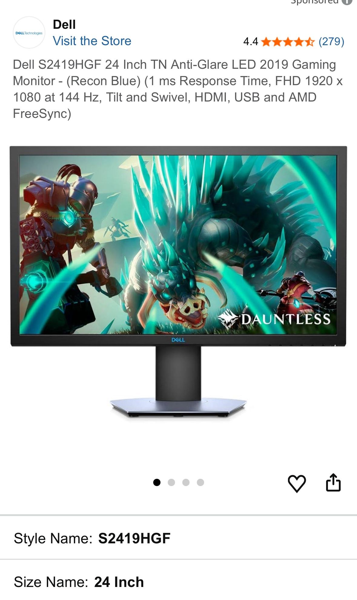Dell S2419HGF 24” Monitor