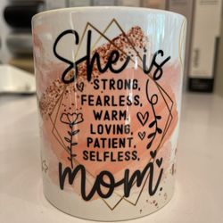 She Is Mom Mug With Heart Handle 