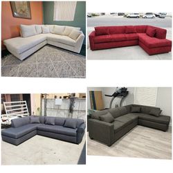Brand NEW 7X9FT AND 9X7FT SECTIONAL CHAISE. OFF WHITE, CHARCOAL, CINNABAR, AND GRANITE COLOR FABRIC LOUNGE  Sofa 