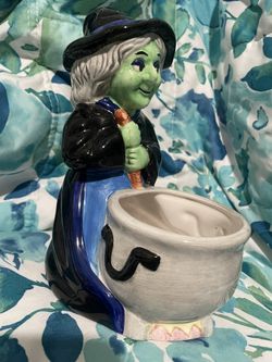 Pottery Shack Votive Halloween Witch and her Cauldron Night