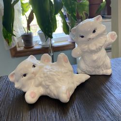 Antique Ceramic Cat Figures Pair