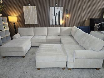 LIKE NEW - Hazel Fabric Sectional with 2 Storage Ottoman EXCELLENT CONDITION