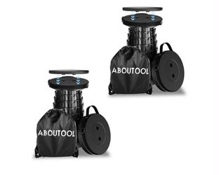 2 Pack Upgraded Collapsible Stool with Removable Cushion & Waterproof Carry Bag - Portable Folding Stool for Adults, Camping, Fishing, Hiking - Lightw