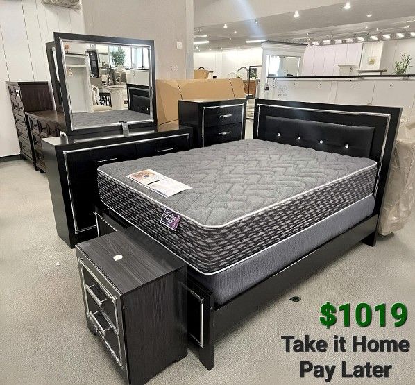 KAYDELL BLACK LED PANEL BEDROOM SET