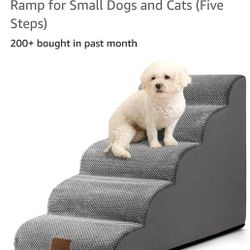 Dog Stairs for Small Dogs, Pet Stairs Toys for High Beds and Couch, Pet Ramp for Small Dogs and Cats (Five Steps)