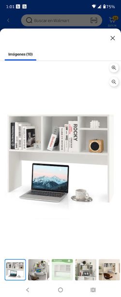 Computer desktop bookcase countertop storage bookshelf white