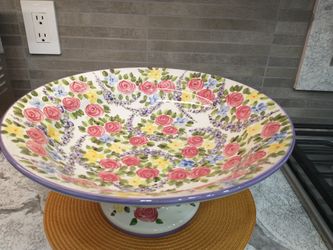 Footed Pedestal Bowl Hand Painted by Don Swanson 