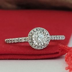 ❤️10k Size 9 Amazing Solid White Gold Moissanite and Diamonds Ring!/ Anillo de Oro Blanco con 1 Moissanita y Diamantes! 👌🎁Post Tags: 10k 14k