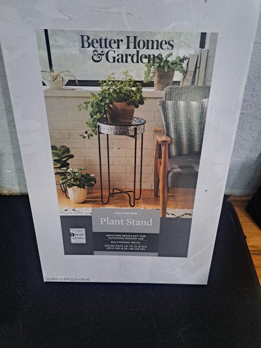 Galvanized Plant Stand-Holds pots up to 12"  Diameter NEW IN BOX