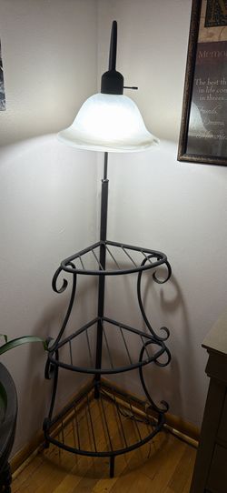 Metal iron plant stand with light