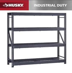 Husky 4-Shelf Metal Industrial Duty Freestanding Garage Storage Shelving Unit in Black (77 in. W x 72 in. H x 24 in. D)=Pal-165